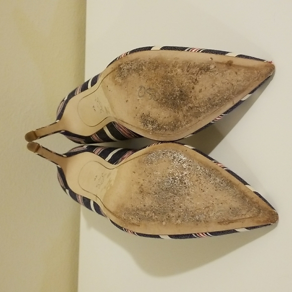 Sam Edelman Striped Red White Blue High Heel Shoes - Picture 7 of 8